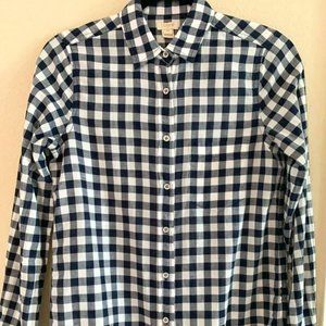 ❤️J.CREW Women’s Size XXS Shirt Long Sleeve Pocket cage white with black.